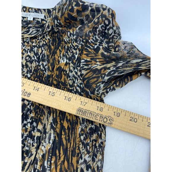 Ciel USA Women's Animal Print Cheetah Leopard Blouse Top Shirt Small Sheer Lined - Picture 4 of 7
